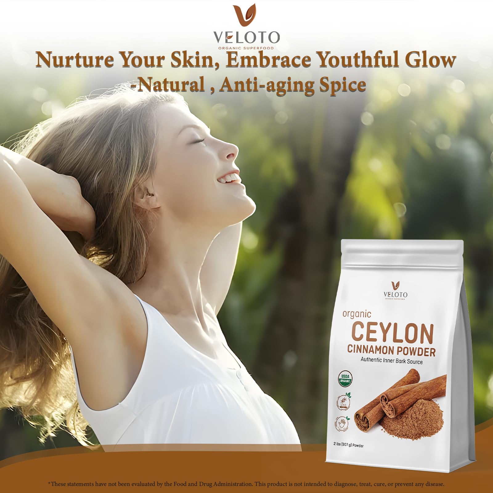 Bio Ceylon Zimtpulver 100% rein ohne Zusatzstoffe ohne Konservierungsstoffe GMO frei Vegan Perfekt zum Backen, Kochen und Getränke 907G