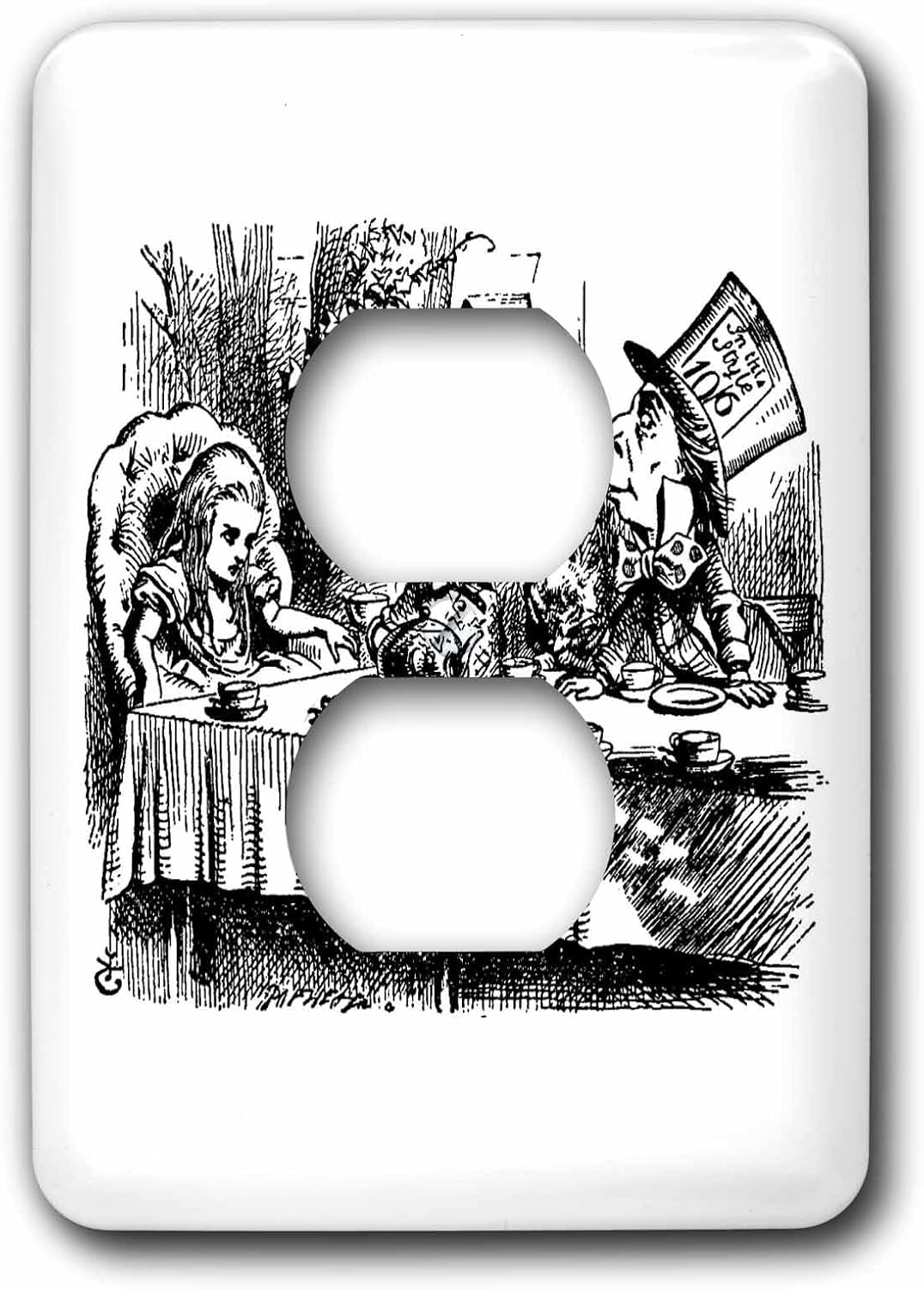 3dRose lsp_193788_6 Mad Hatter Tea Party Illustration by John Tenniel Alice in Wonderland Light Switch Cover