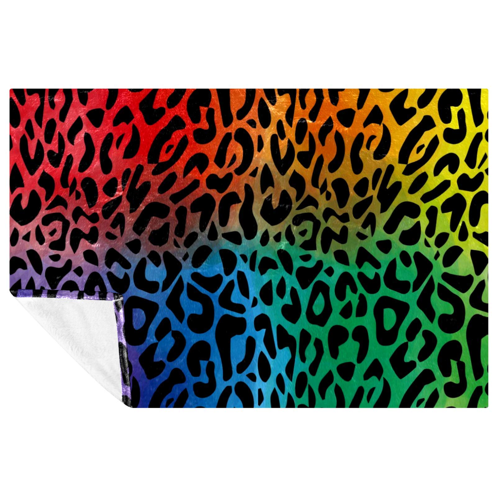 Couverture chaude léopard multicolore imprimée 150x100 cm pour lit et canapé