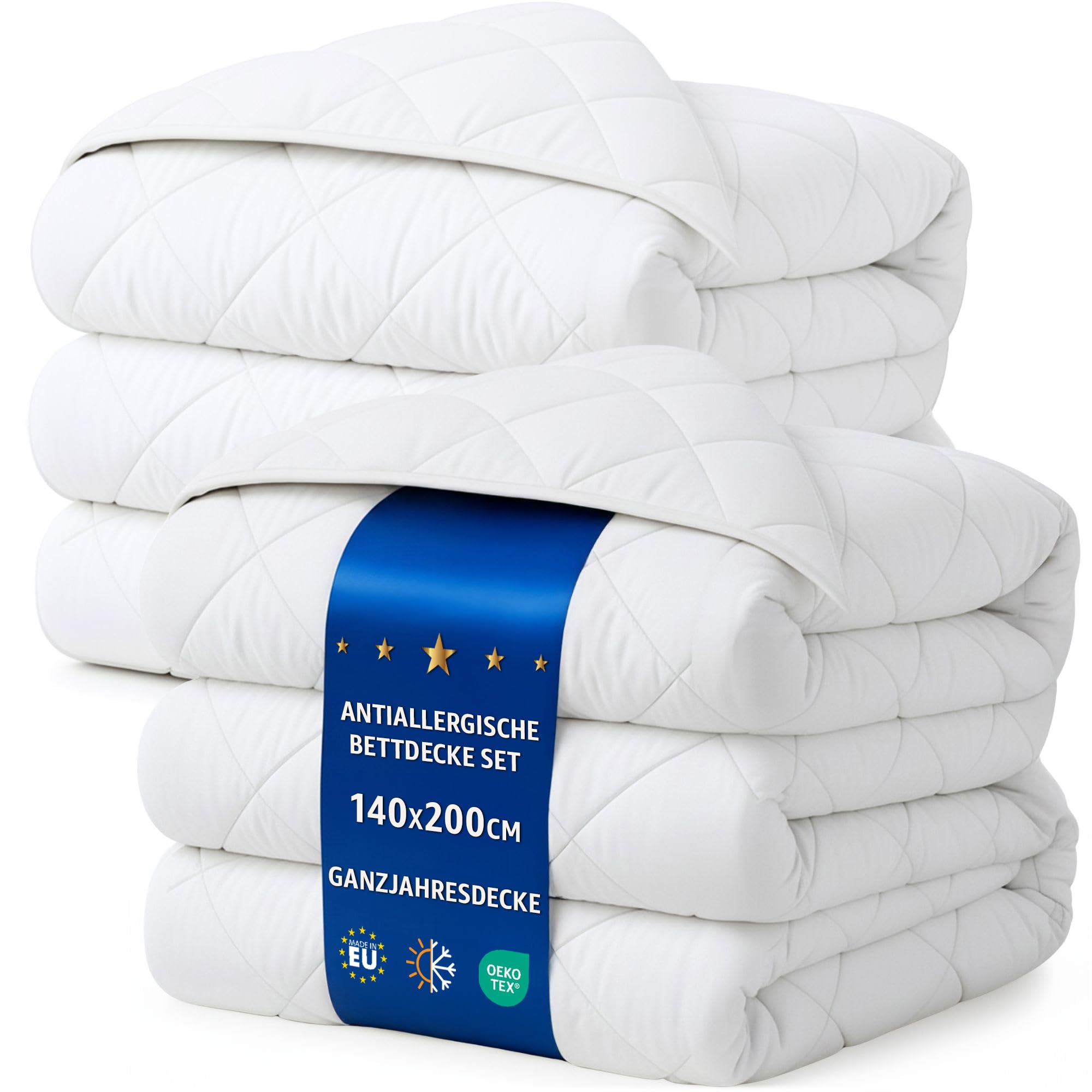 Amazinggirl Bettdecken Set 2 Stück 140x200 Ganzjahresbettdecken – Weiche atmungsaktive klimaregulierende Steppbettdecken für Allergiker, Oeko-Tex Zertifiziert, waschbar