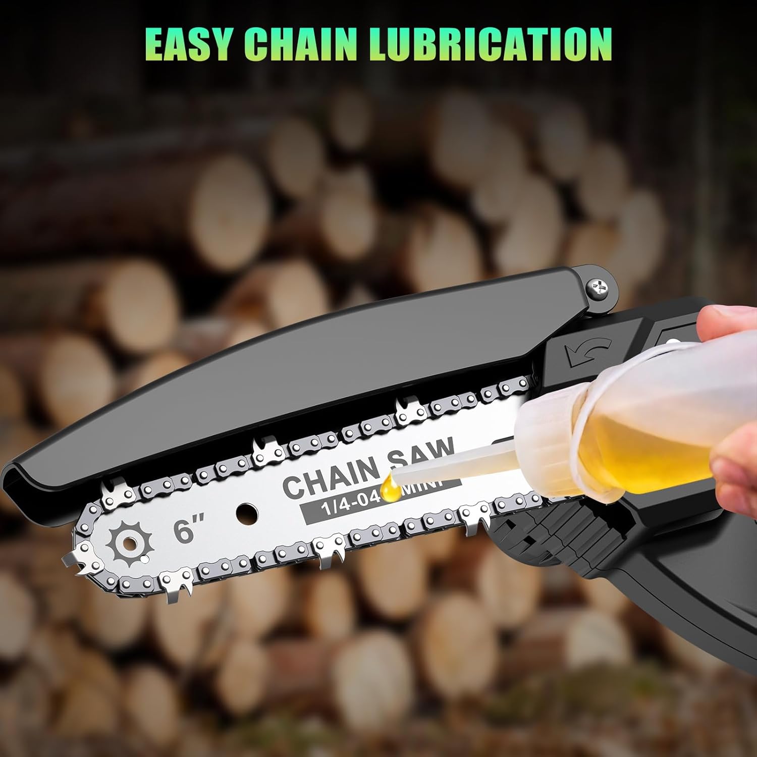 Mini Chainsaw Cordless, 6 inch Electric Chain Saw, Gardening Tool Saw for Wood/Tree Cutting, Garden & Household Use Stocking Stuffers Gift for Men Dad Husband(2 Batteries) - Image 7