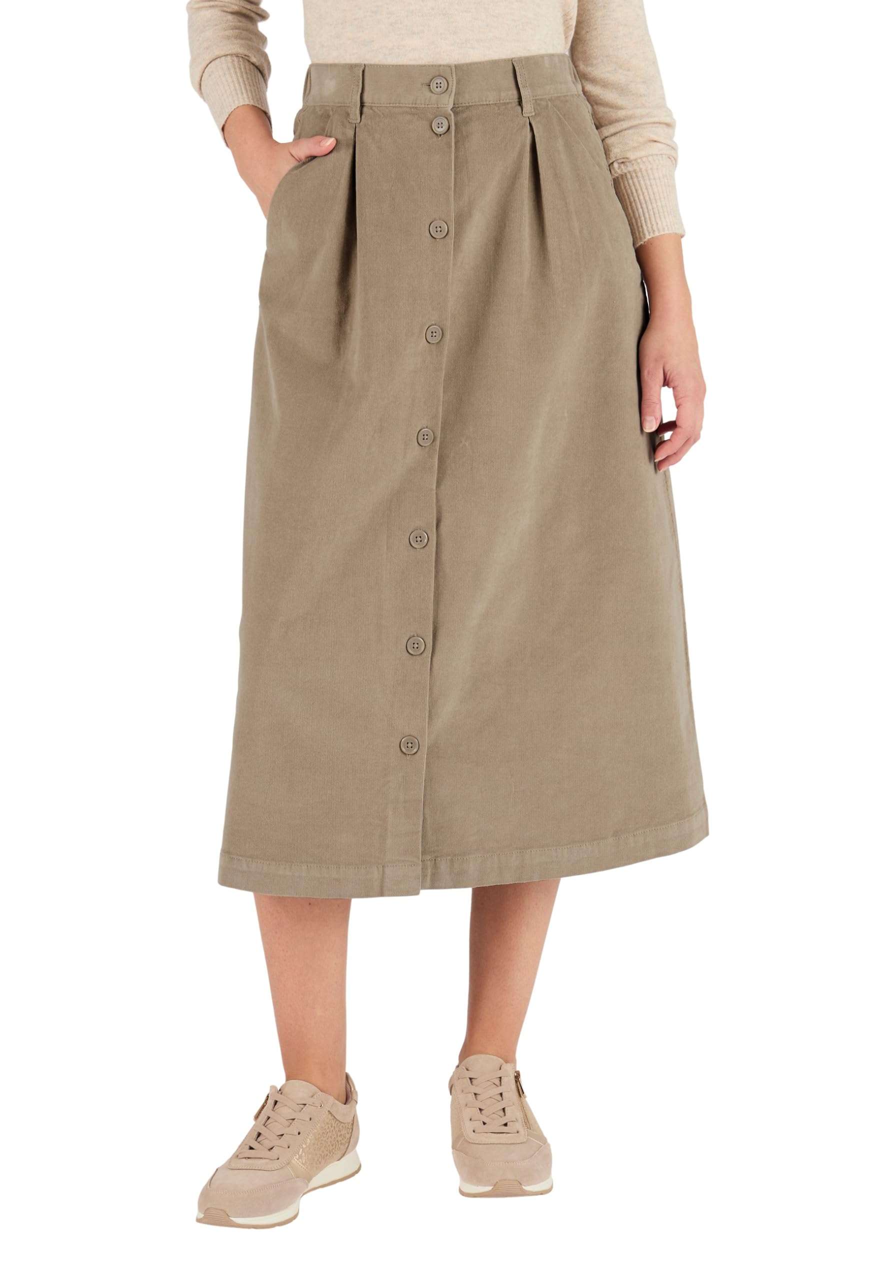 Damart Women's Cord Midi Skirt - Size 24L - Stone