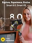 AOCHUAN 3-axis Gimbal Stabilizer w/Built-in 7.8' Extension Rod, Portable Phone Gimbal w/AI Tracking, Smartphone Stabilizer for iPhone w/Full-Screen OLED Display, Trigger Button Smart V8(Black)