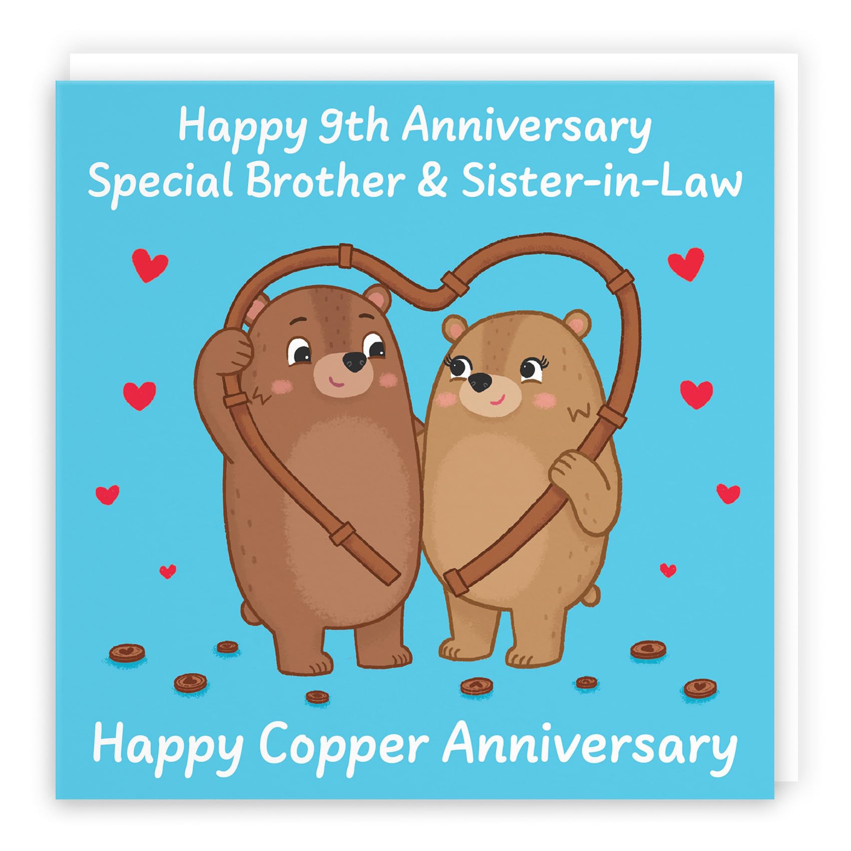 Hunts England, Brother And Sister In Law 9th Anniversary Card, Copper Anniversary, 9 Years