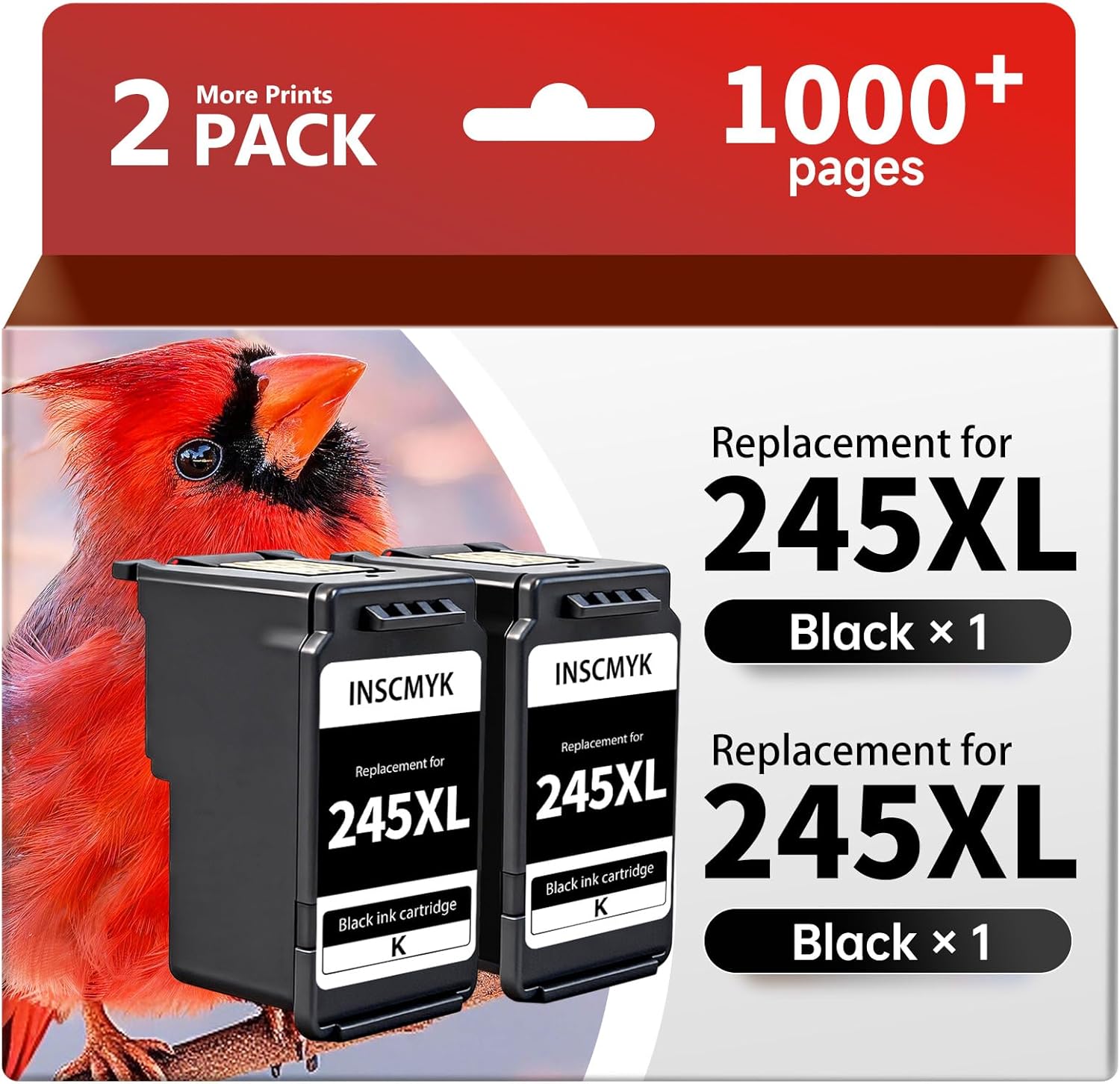 245XL Ink Cartridge Replacement for Canon 245XL Black Ink Cartridge PG-245 XL Black for Canon MX490 MX492 MG2520 MG2522 TR4522 TR4520 TR4500 TS202 TS3122 TS3320 TS3322 Printer (2 Black)