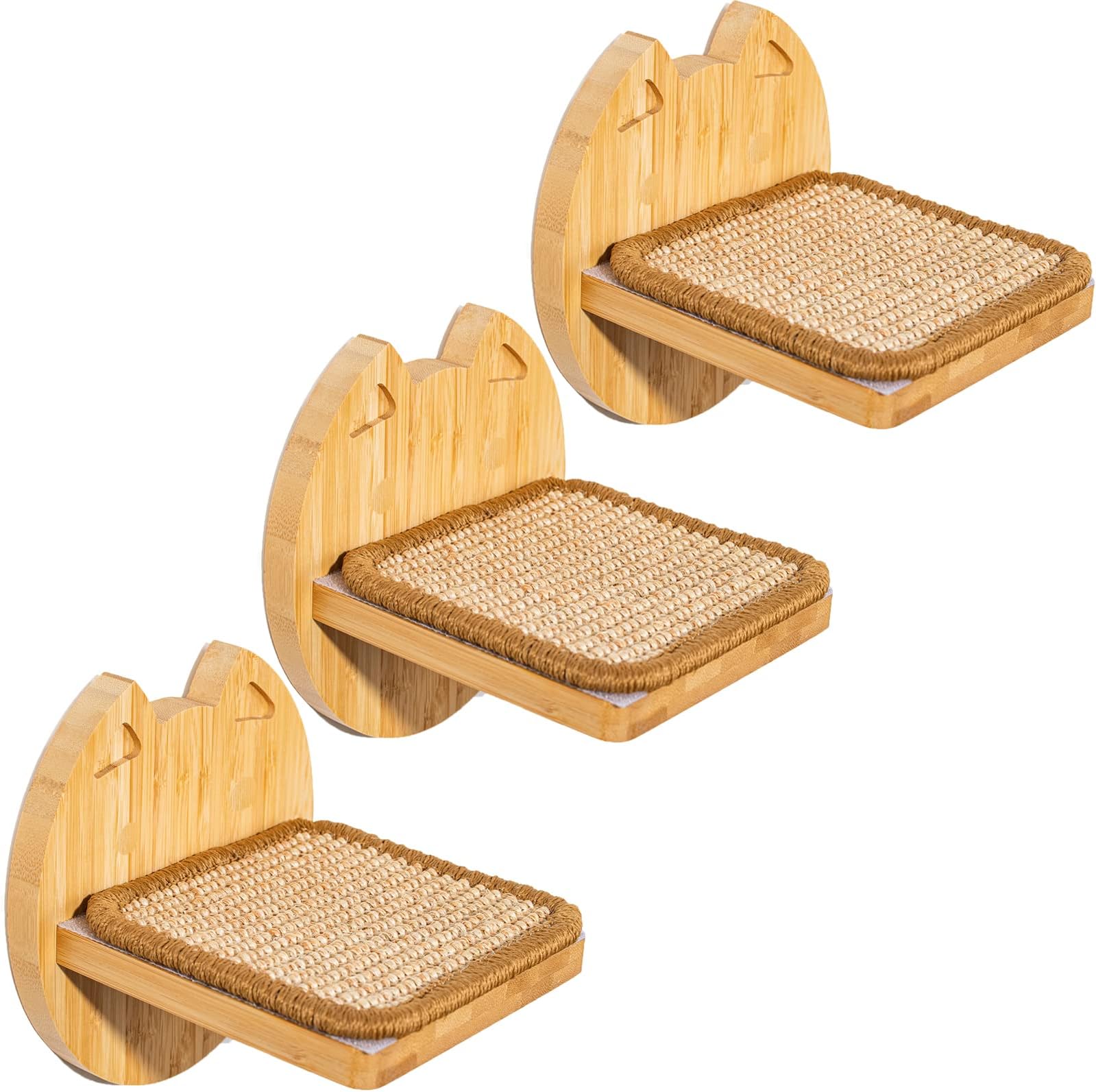 Yangbaga Set Of 3 Climbing Cat Shelves Steps - Solid Wood Cat Wall Furniture - Wall Mounted Cat Tree Climbing Scratching Tower Furniture For Indoor Cats
