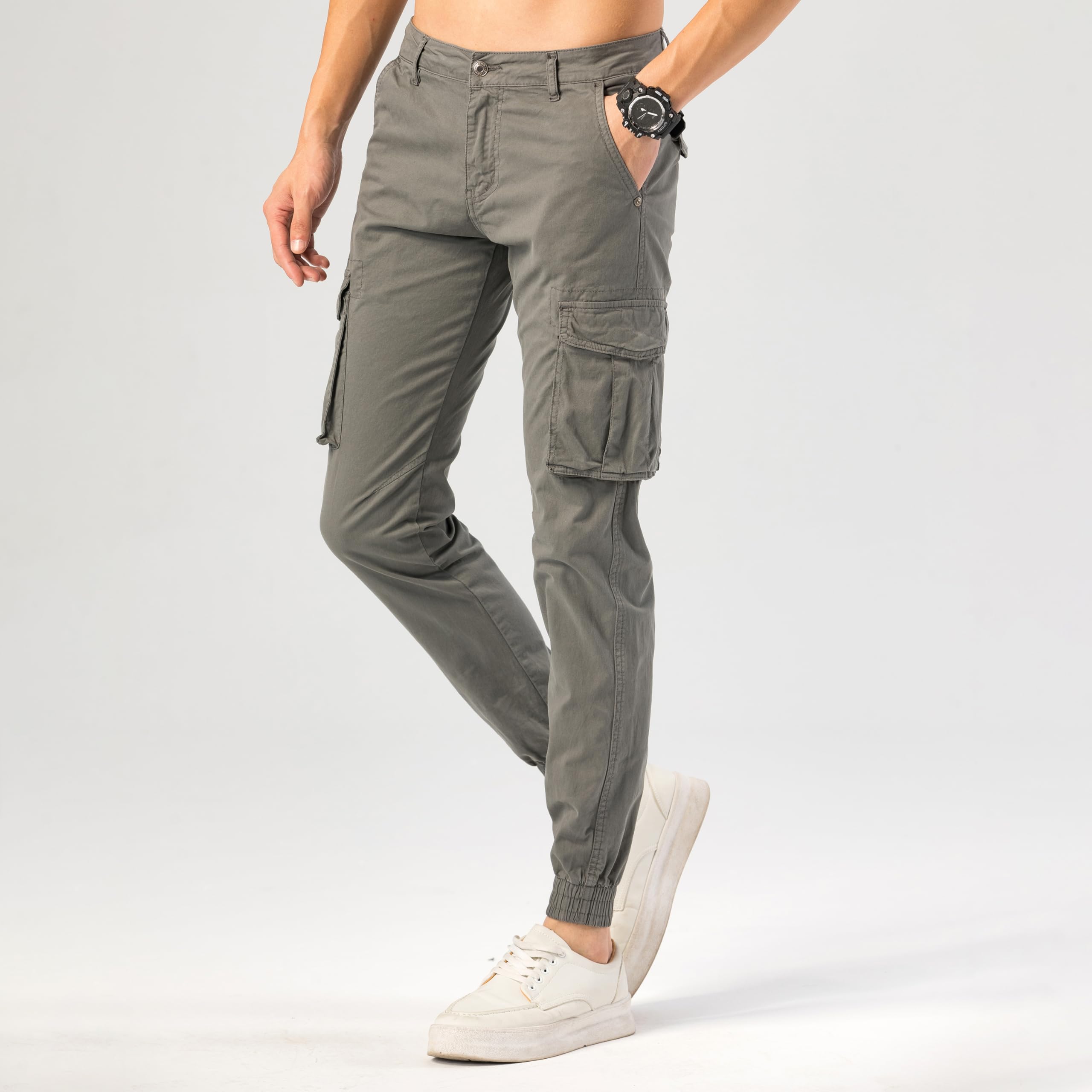 TONY BACKER Pantaloni Casual Elasticizzati Uomo Pantaloni Cargo da Uomo Pantalone in Cotone Leggero Uomo Cargo 6591