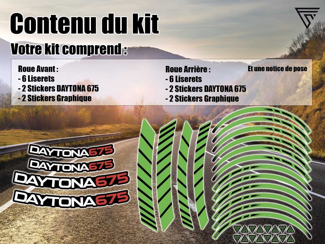 Pack Complet Liserets Jantes Moto Triumph Vert Premium – 28 Stickers Haut De Gamme Pour 2 Roues, Look Personnalisé