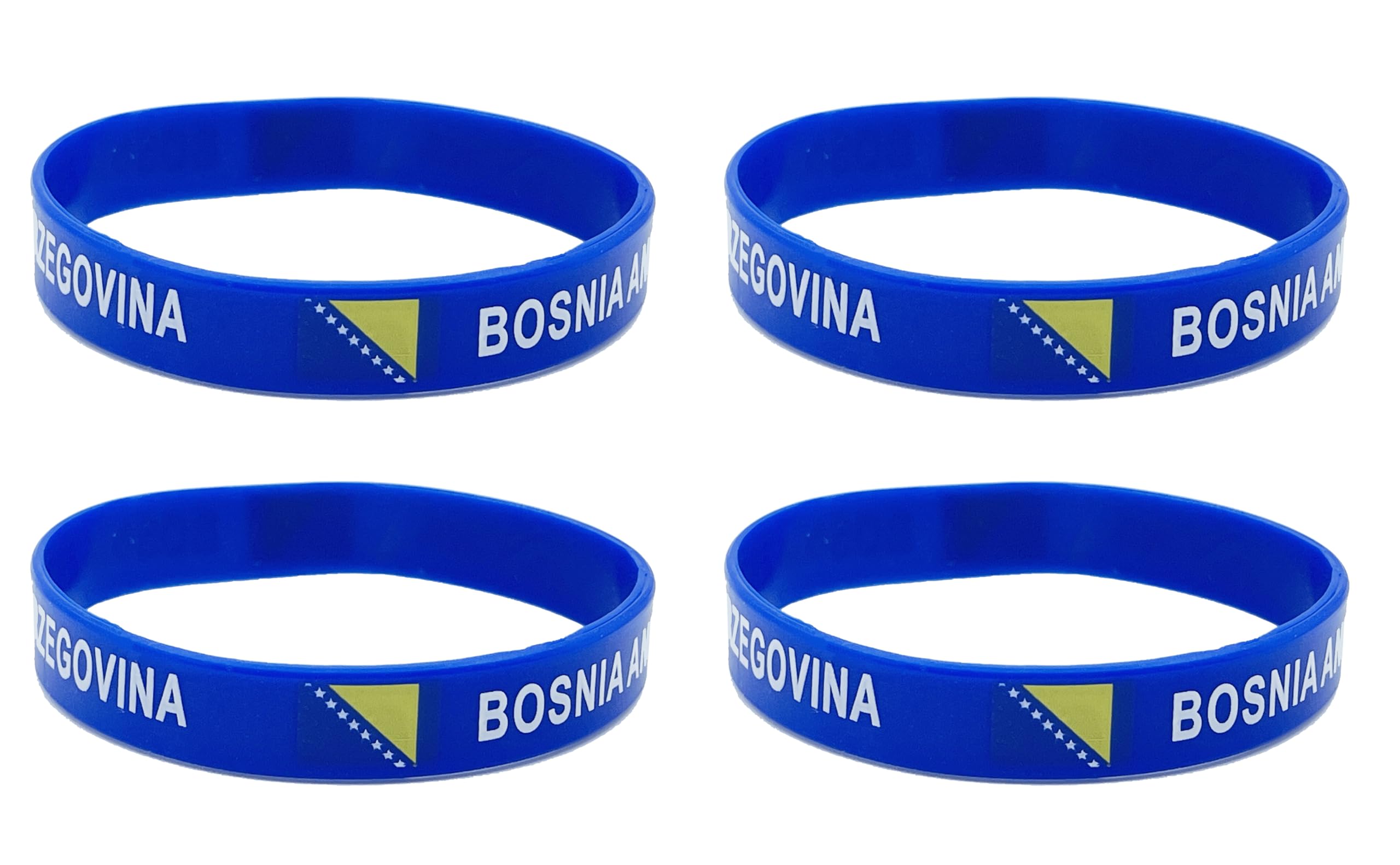 4 Pcs Bosnia Bosnians Country Flag Rubber Bracelets, National Flag Silicone Bracelet, Rubber Wristbands Patriotic Decorations Gift