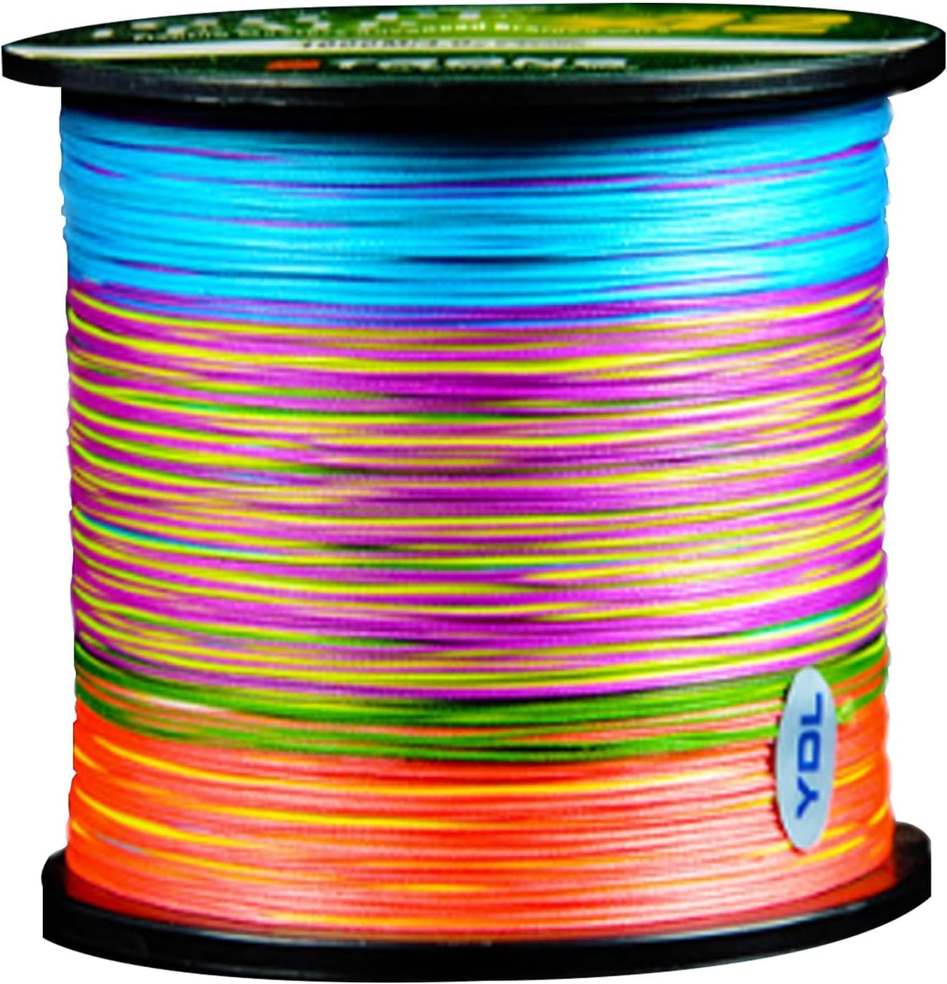 Ligne de pêche tressée 12 brins PE arc-en-ciel haute résistance de 55LB et 0.28mm pour lancer lointain