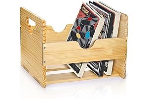 ZOOFOX Large Unfinished Rustic Wooden Crate for Vinyl Record Storage, Holds Up to 80 Albums
