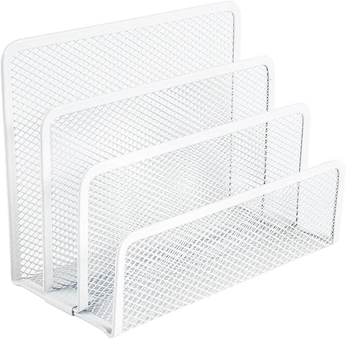 VANRA Organizador de archivos de escritorio pequeño con 3 compartimentos verticales verticales (blanco)