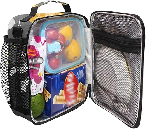 Miniatura 5 de ALAZA Lonchera negra con diseño de astronauta espacial Galaxy Space para niñas y niños, bolsa de almuerzo reutilizable, kit de bolsa de almuerzo