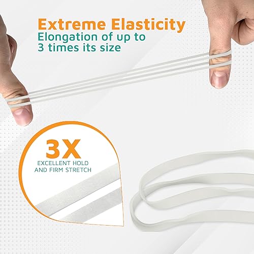 Miniatura 3 de PlasticMill Bandas de Goma Blancas Tamaño 33 (3 12" x 18") - Bandas de Goma #33 Suministros de Oficina - Bandas Fuertes y Elásticas para