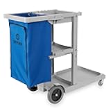 Dryser Commercial Janitorial Cleaning Cart on Wheels - Housekeeping Caddy with Shelves and Vinyl Bag