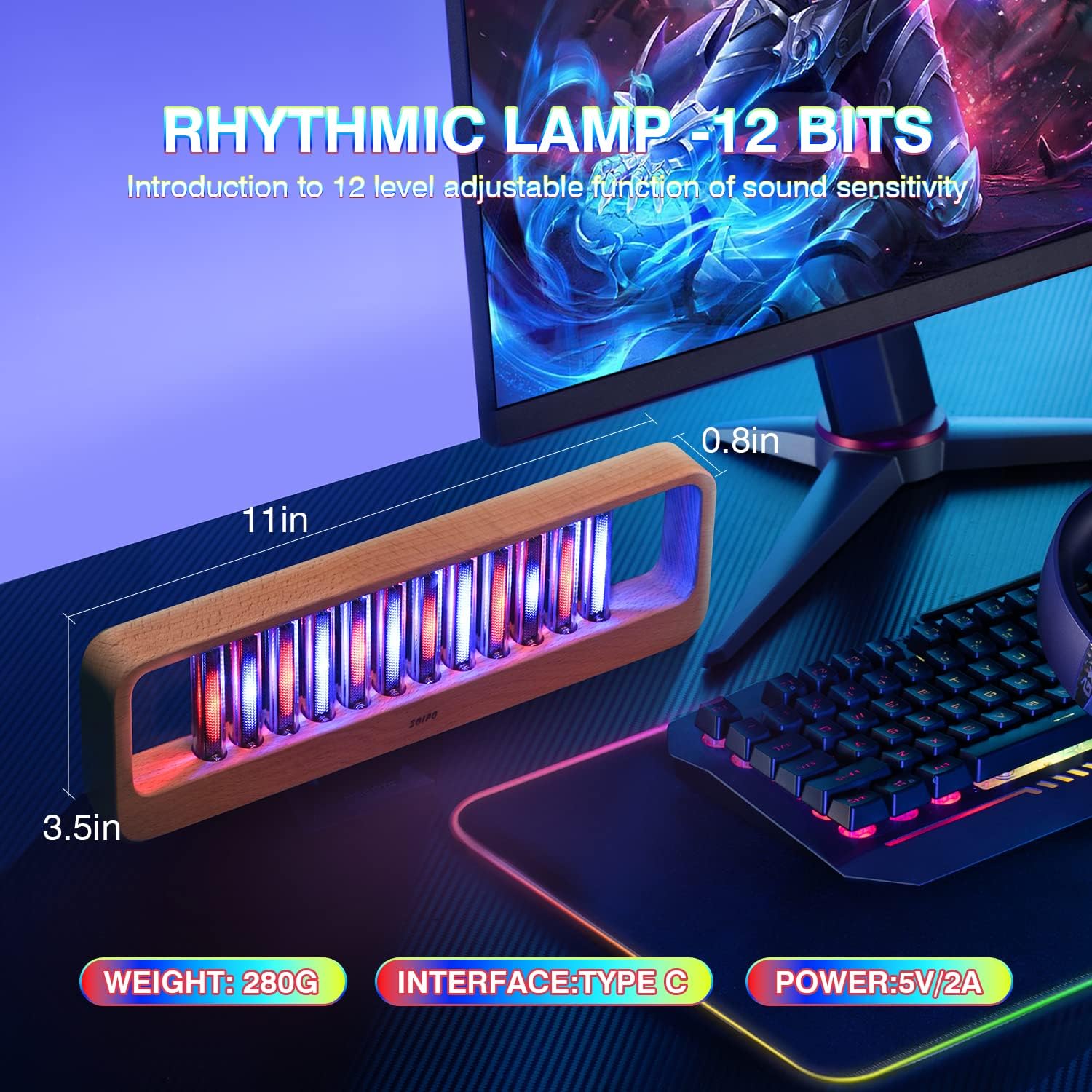 Luce LED con spettro audio, sincronizzazione con musica per immagini dinamiche, lampada ambientale per studio e decorazione della stanza dei giochi