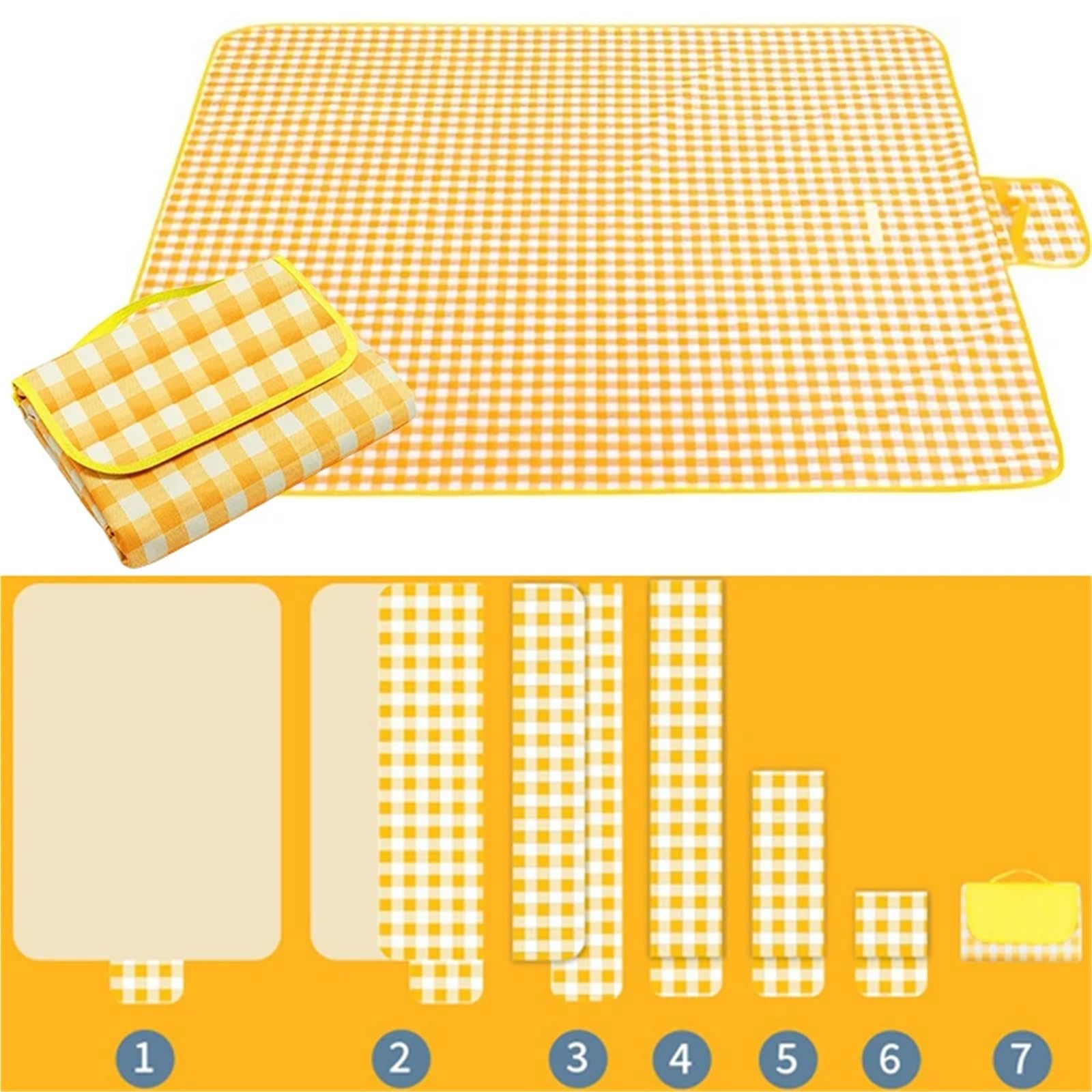 Duża wodoodporna mata piknikowa - pogrubiony składany koc na wycieczki na zewnątrz i wiosenne (1 szt. 150 x 200 cm)