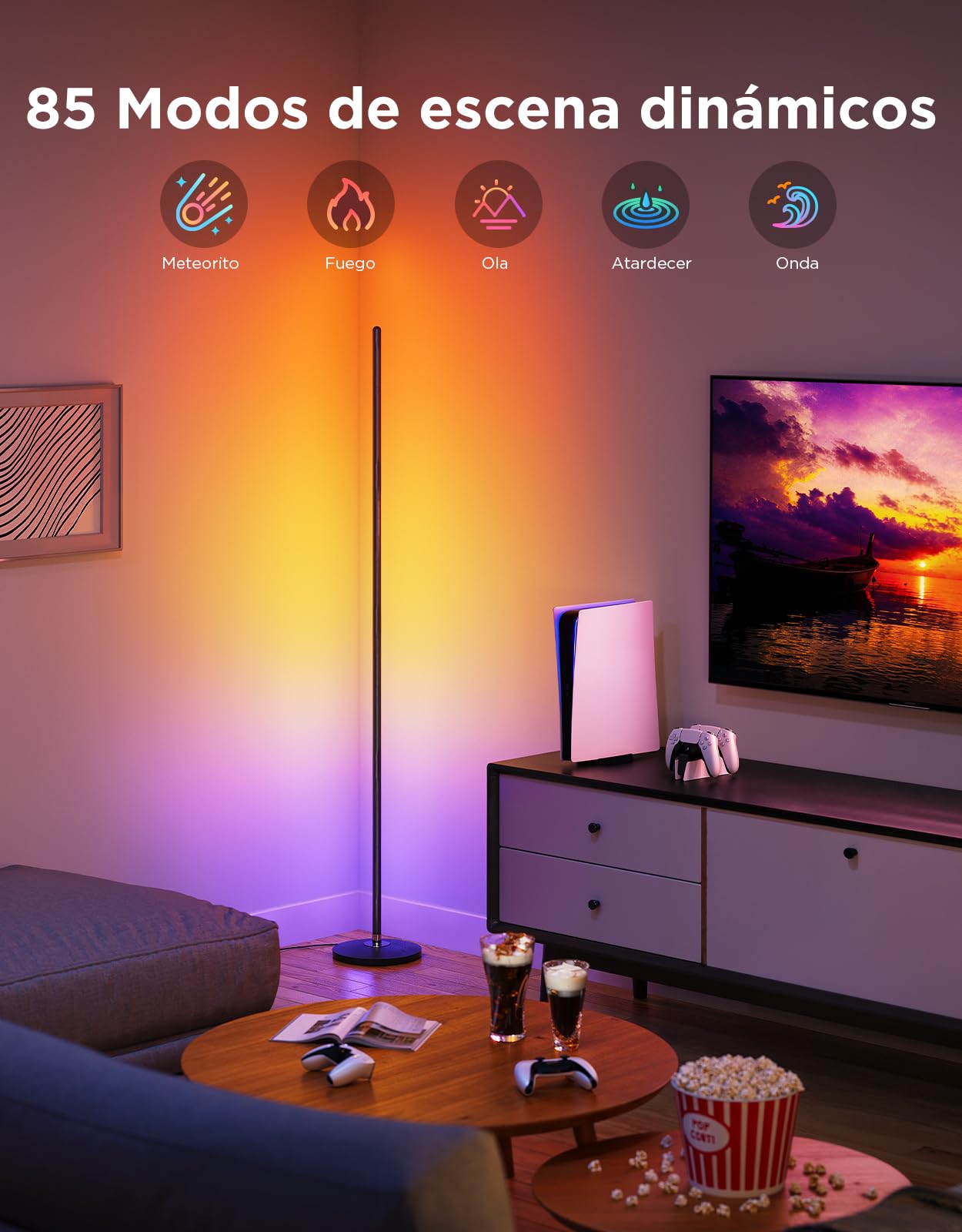 Govee Lámpara de Pie RGBIC LED 16 Millones de Colores 61 Modos de Escena Sincronización Musical Alexa Google Assistant Matter