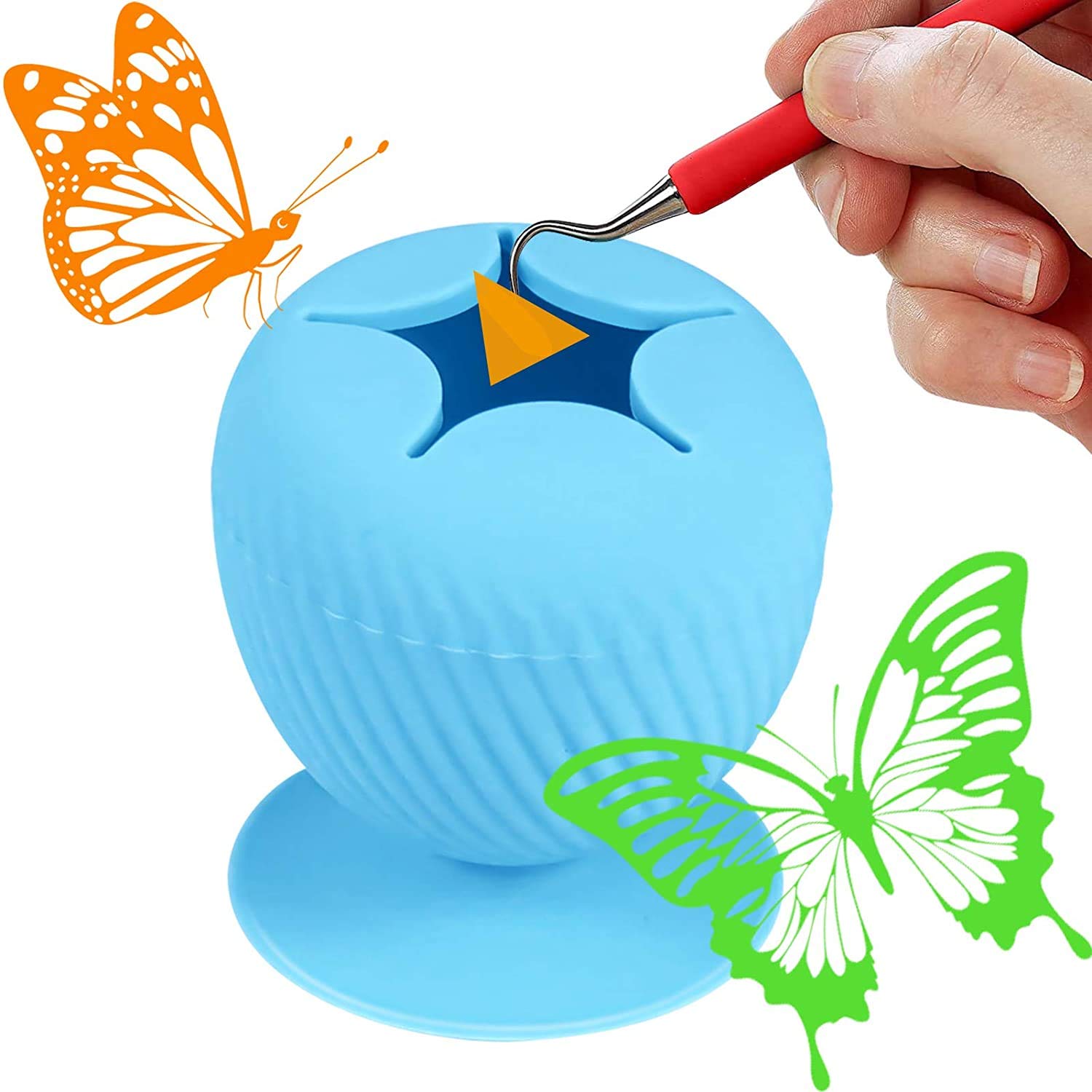 KASTWAVEDelfino Large Capacity Vinyl Scrap Collector with Strong Suction Cup and Soft Silicone for Easy Waste Disposal in Blue