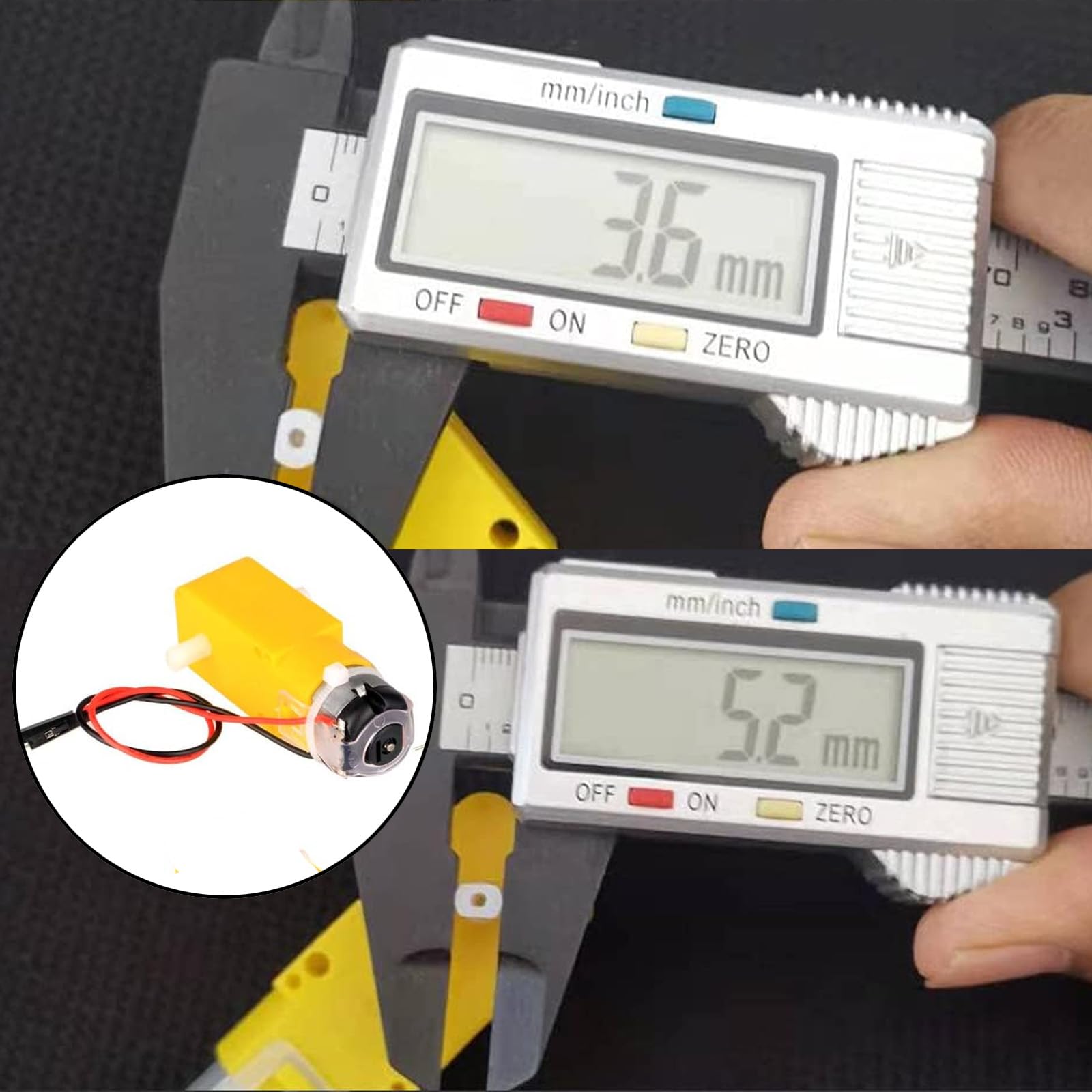 Wishiot 2 Sets DC Getriebemotor TT-Motor 200 U/min Reifenrad DC 3–6 V für Arduino Smart Car 1:48 männlicher Anschluss, für Arduino Micro:bit