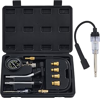 ORION MOTOR TECH Engine Compression Tester Kit, 9 pc Fuel Pressure Gauge Set with Spark Plug Tester for Mechanics, Cylinder Leak Down Tester for Gas Petrol Engines, Automotive Fuel Pressure Test Kit