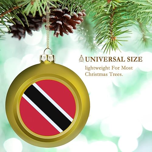 Miniatura 3 de Adornos dorados de bola de Navidad de Trinidad y Tobago, adorno de bola de bandera de Trinidad y Tobago, adornos de Navidad de bandera nacional para