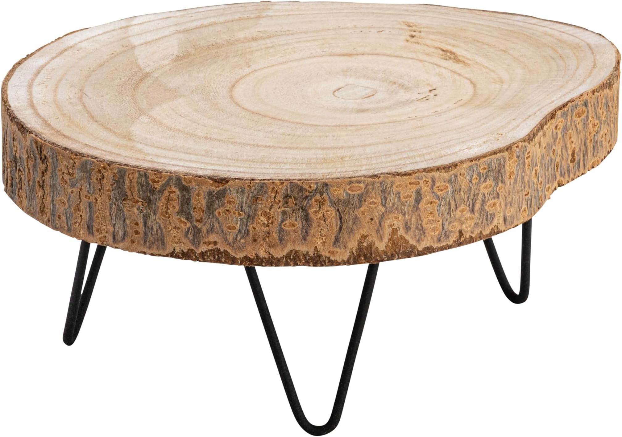 Pedestal with Hairpin Metal Legs, Natural Wood Color , 9" , DA7522