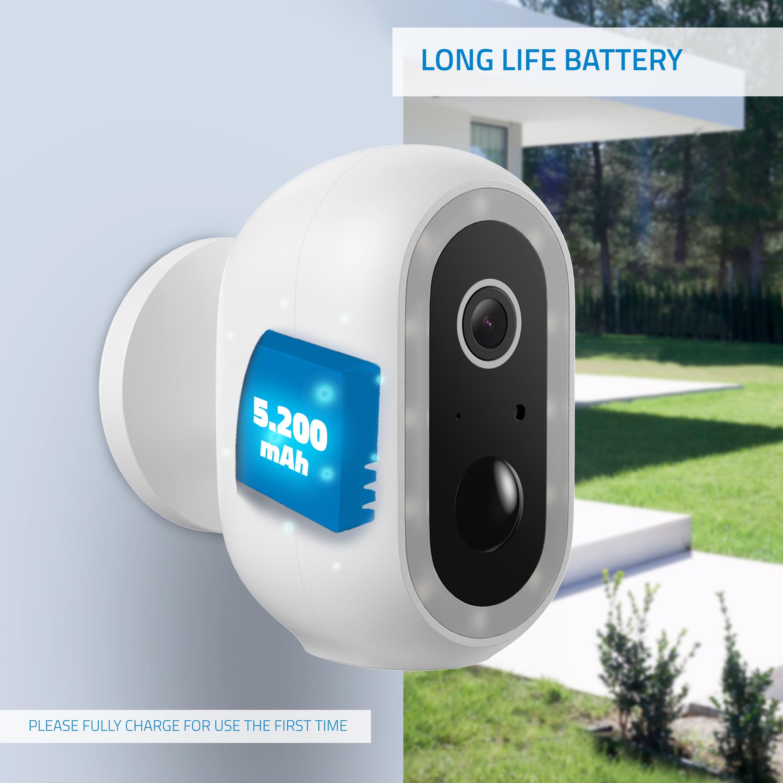 NIVIAN Cámara Vigilancia WiFi Exterior 2K con Batería | Cámara Seguridad PIR con Detección Humana, Visión Nocturna Color, Audio Bidireccional, Sirena y LED, App Smart 04-Bat