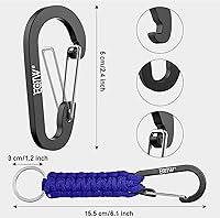 Vista 6 de EOTW Llavero con mosquetón, llavero de paracord con clip pequeño de aluminio en forma de D para camping, senderismo, pesca o como organizador