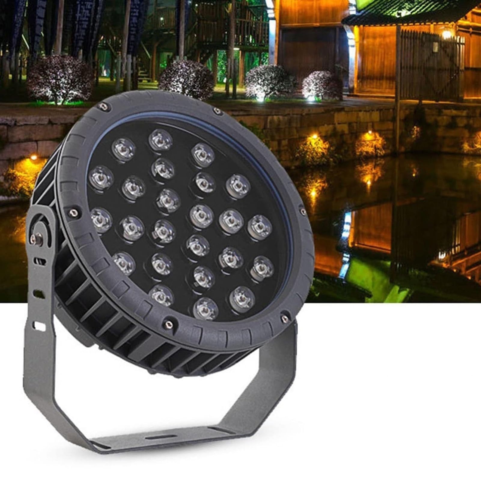 Reflektor obrotowy - wiązka LED 270°, zewnętrzna dekoracyjna okrągła lampa 111-240 V, wodoodporna IP65, oświetlenie drzewa parkowego, do ogrodu, trawnika, podwórka, willi, ścieżki, oświetlenia