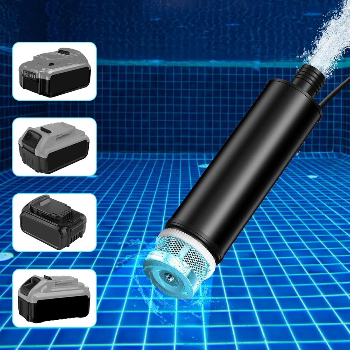 Pompa di trasferimento dell'acqua autoadescante arancione, pompa dell'acqua senza fili da 635 GPH per piscina, laghetto, cantina, giardino, aree allagate (batteria non inclusa)