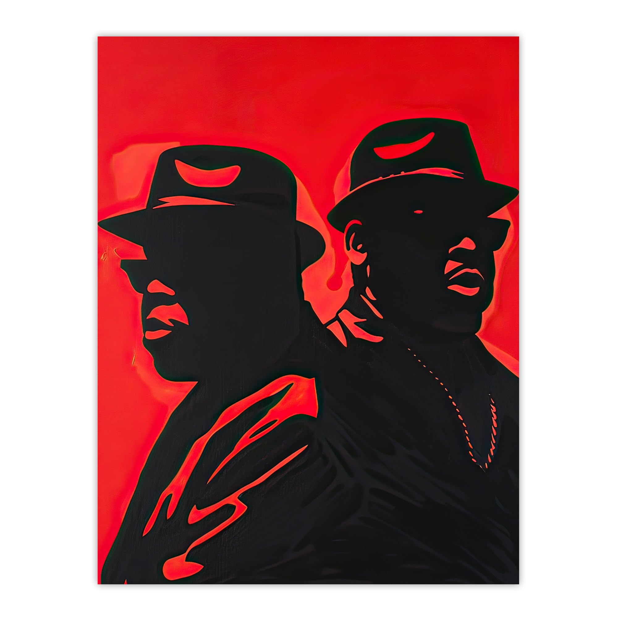 Artery8 Two Rappers Red Black Portrait Painting Hip-Hop Living Room Large Wall Art Poster Print Thick Paper 18X24 Inch