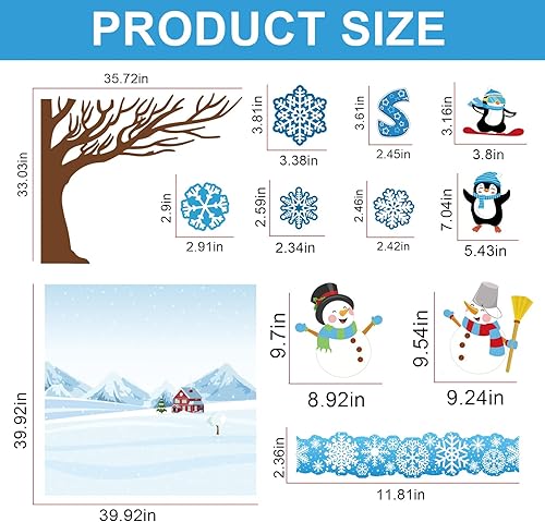 Vista 2 de Juego de decoración de invierno "Snow in Love with Jesus" (La nieve está enamorada de Jesús), con fondo, recortes y bordes de nieve para aula