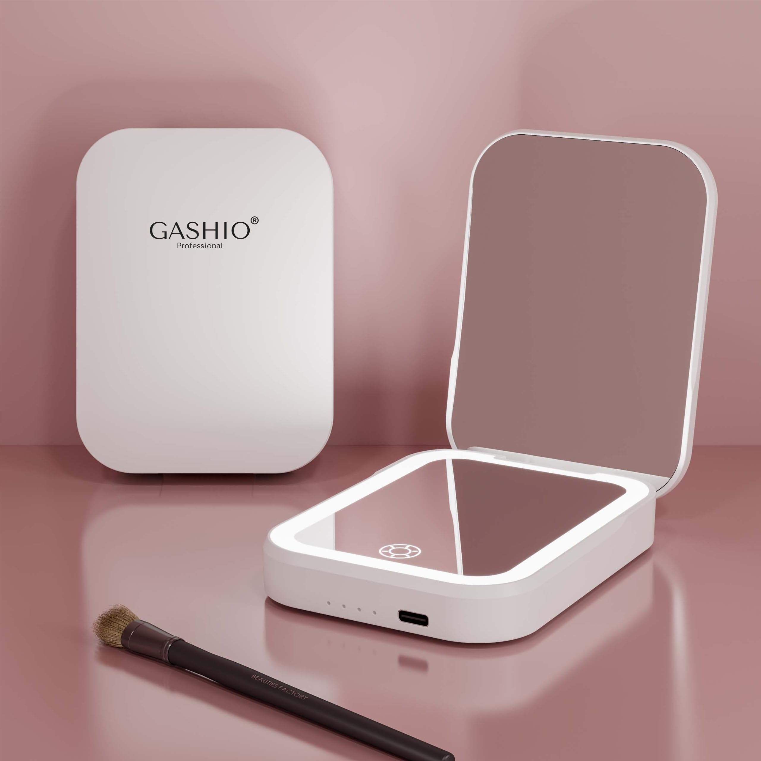 Specchio cosmetico con illuminazione a LED, specchio da trucco senza fili con power bank 5000 mAh, specchio da trucco ricaricabile 2 in 1, portatile per casa e viaggio