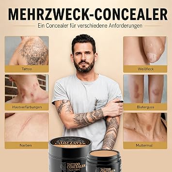 Tattoo Cover Up Tattoo Make Up Cover Waterproof Face & Body Concealer with High Coverage Long-Lasting Smudge-proof - Tattoo Cover Cream for Scars Bruises Moles