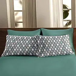 Jogo de Lençol Cama Queen Malha Comfort - 3 Peças Estampadas (Verde Geométrico)