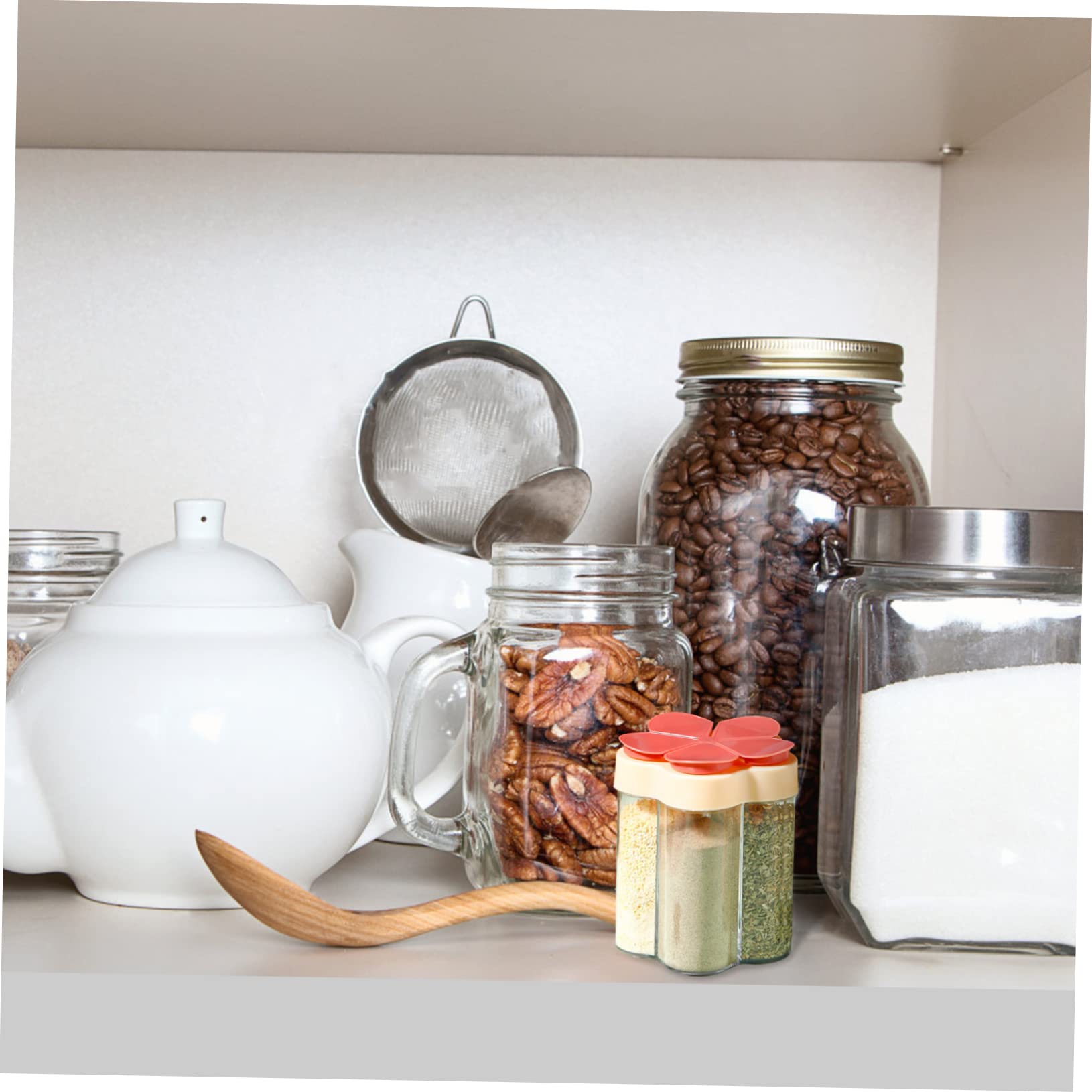 NAMOARLY 5 1 5 in 1 Seasoning Bottle Travel Condiments Clear Container Bbq Jars Divided Spice Container Bottle Dispenser Seasoning Jar Sauce Containers Seasoning Storage Jar Red
