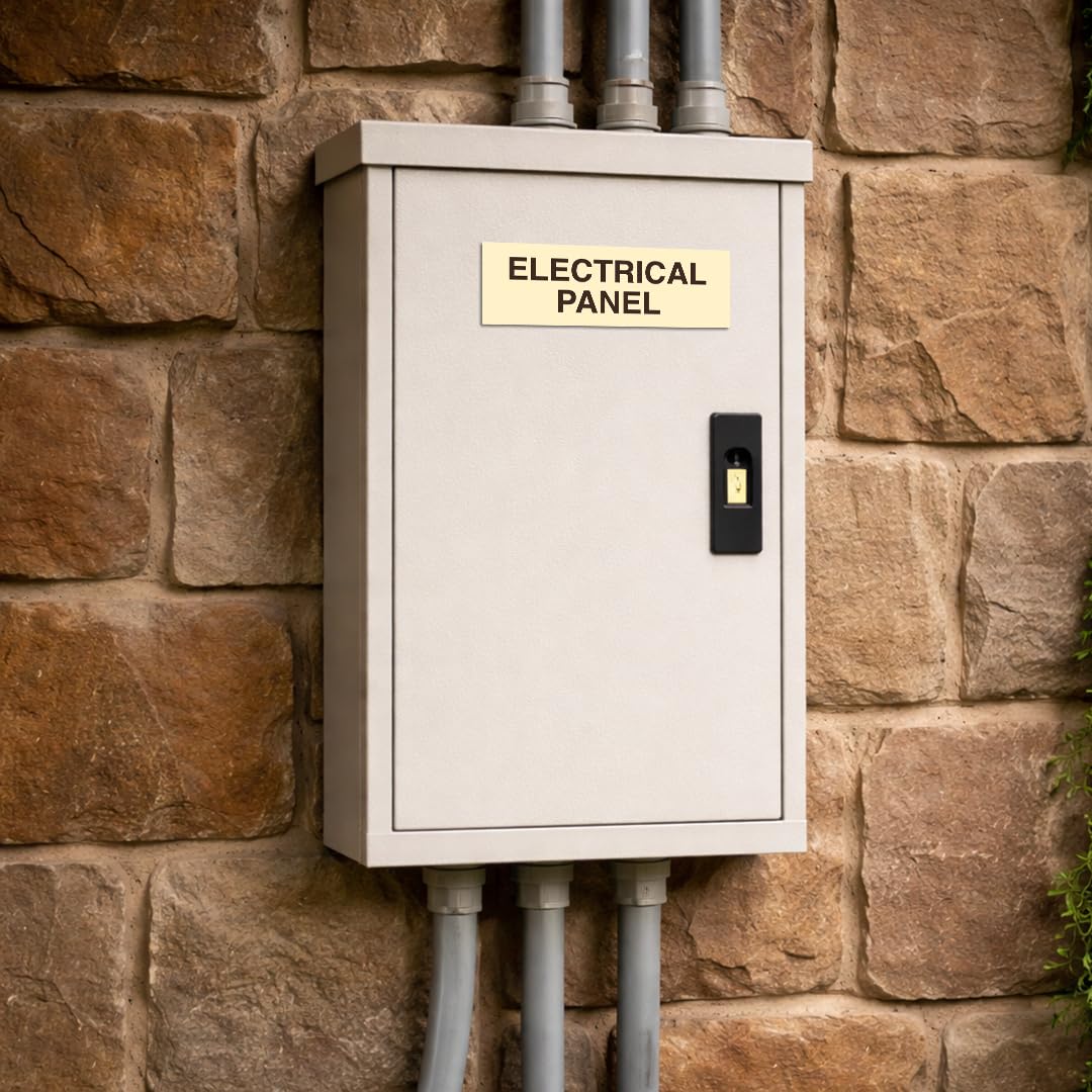 All Quality Letrero básico para panel eléctrico, señal de cumplimiento de seguridad de regulación contra incendios, color rojo, mediano (paquete de 5)