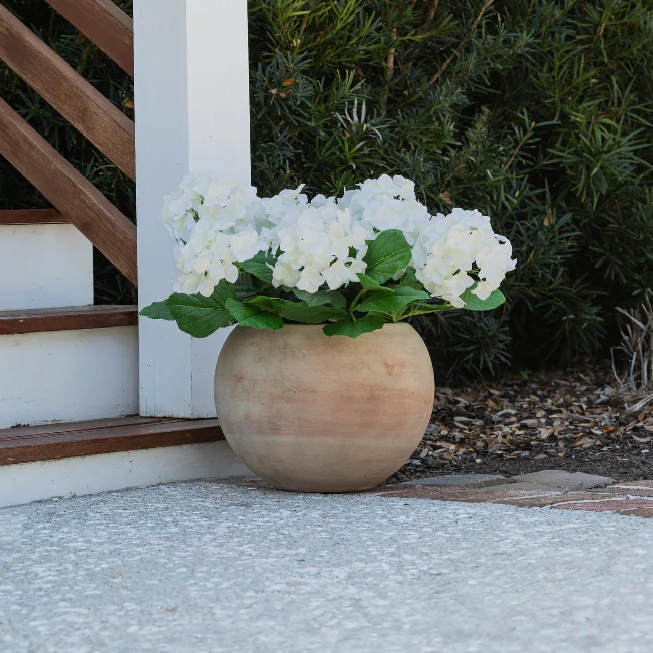 Celestial Lights Artificial Hydrangea Urn Filler, UV Protected, Indoor Outdoor, 6.75 inch Height, White