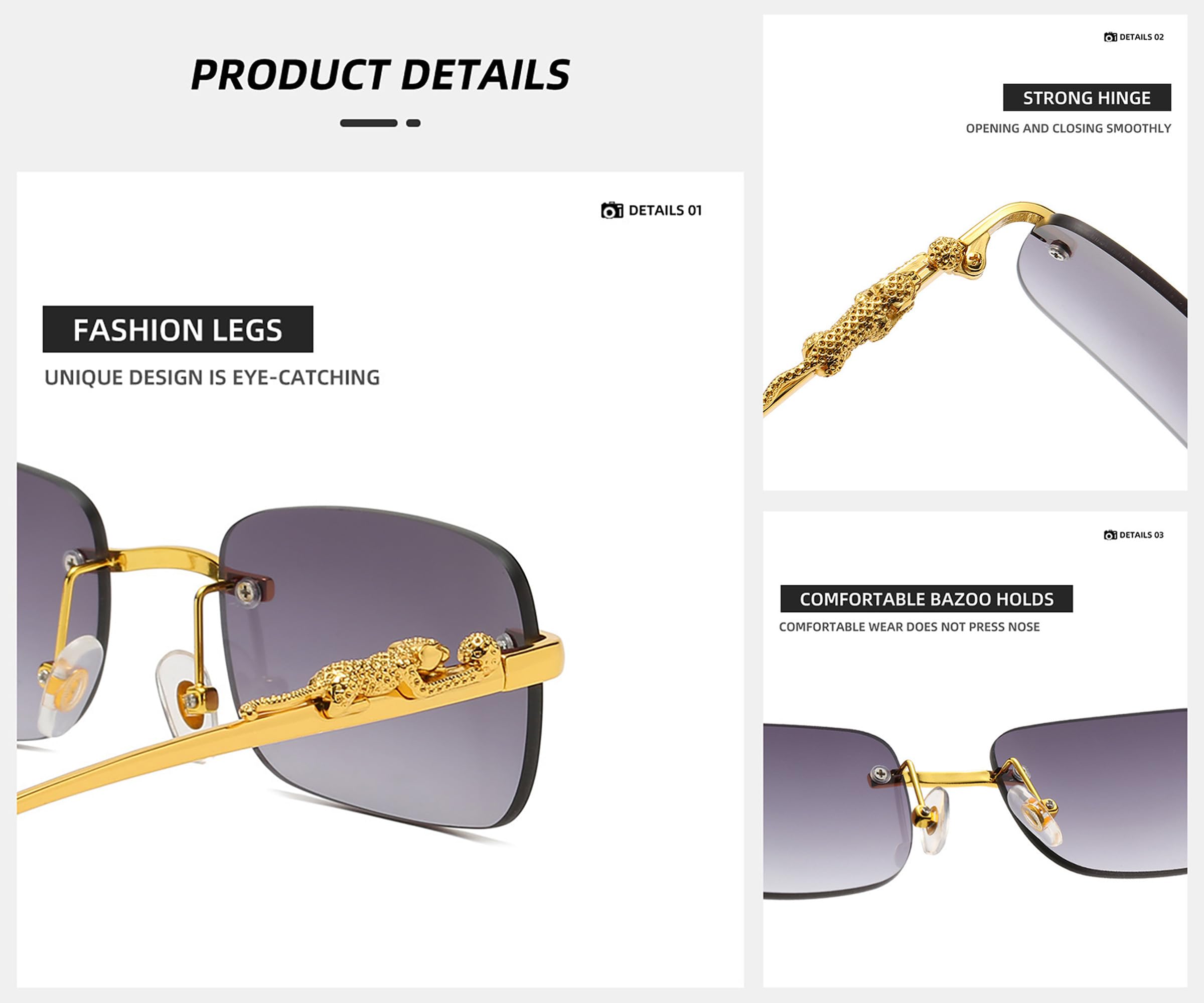 Heptagram Modne okulary przeciwsłoneczne bez oprawek dla kobiet mężczyzn moda vintage retro Y2K małe przyciemniane okulary przeciwsłoneczne bez ramy lata 70