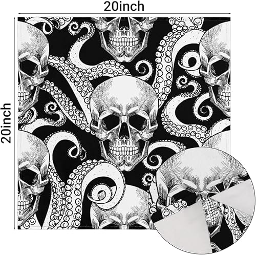 Miniatura 3 de Cloth Napkins Set of 6 Octopus Skull 20x20 Inch Cloth Napkins Octopus Tentacle Washable Reusable Kitchen Dinner Napkins Table Decor for Wedding,
