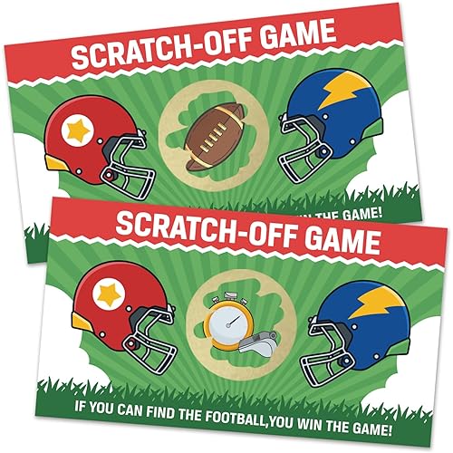 REWIDPARTY 32 Pcs Football Theme Scratch Off Cards, Rugby Football Scratch Off Tickets, Lottery Raffle Tickets for Sports Party, Funny Birthday Baby Shower Party Cards Supplies for Family Friend