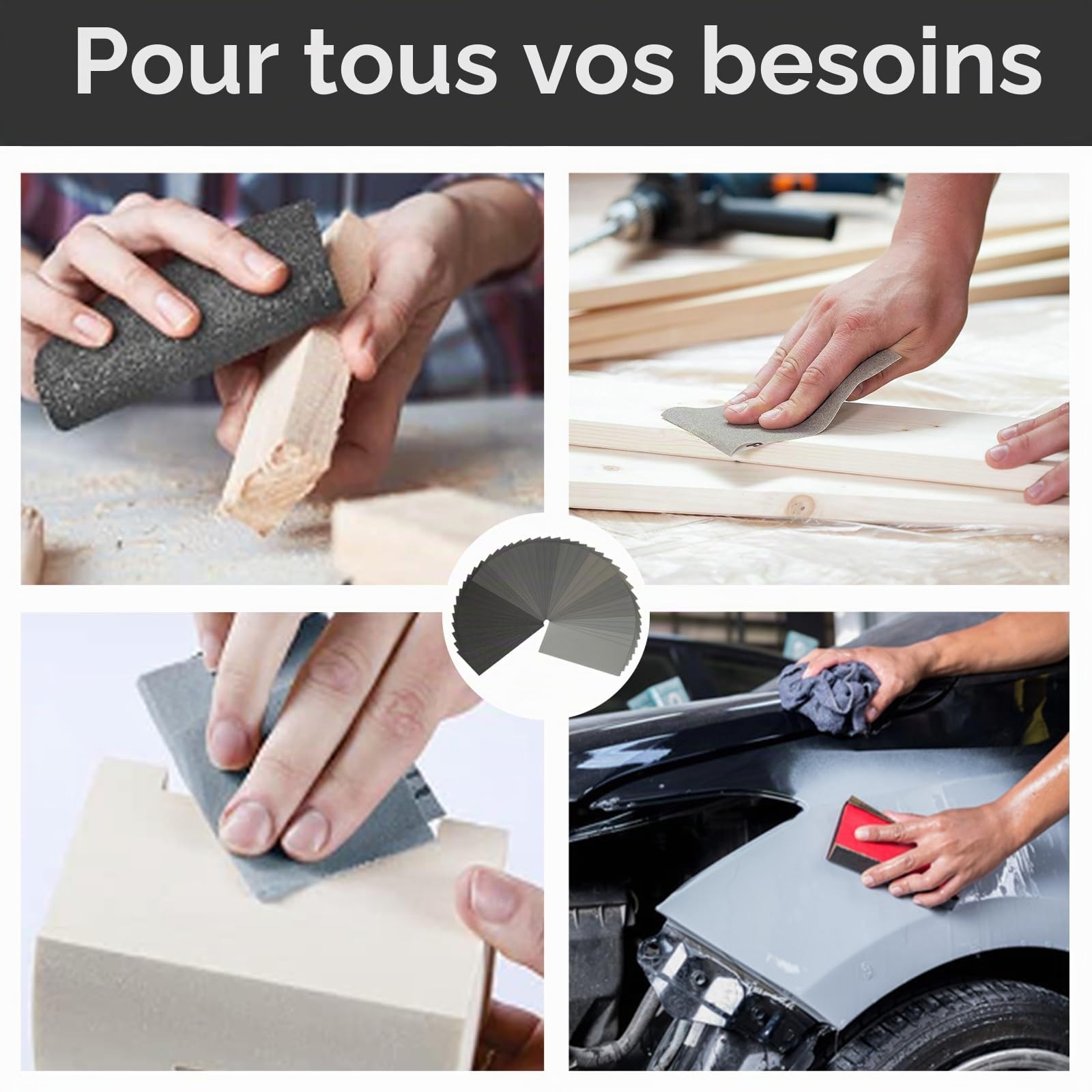 Papier de Verre Abrasif 120-3000 Grains 42 Pièces 9x3,6 Pouces pour Polir Métal Bois Voiture