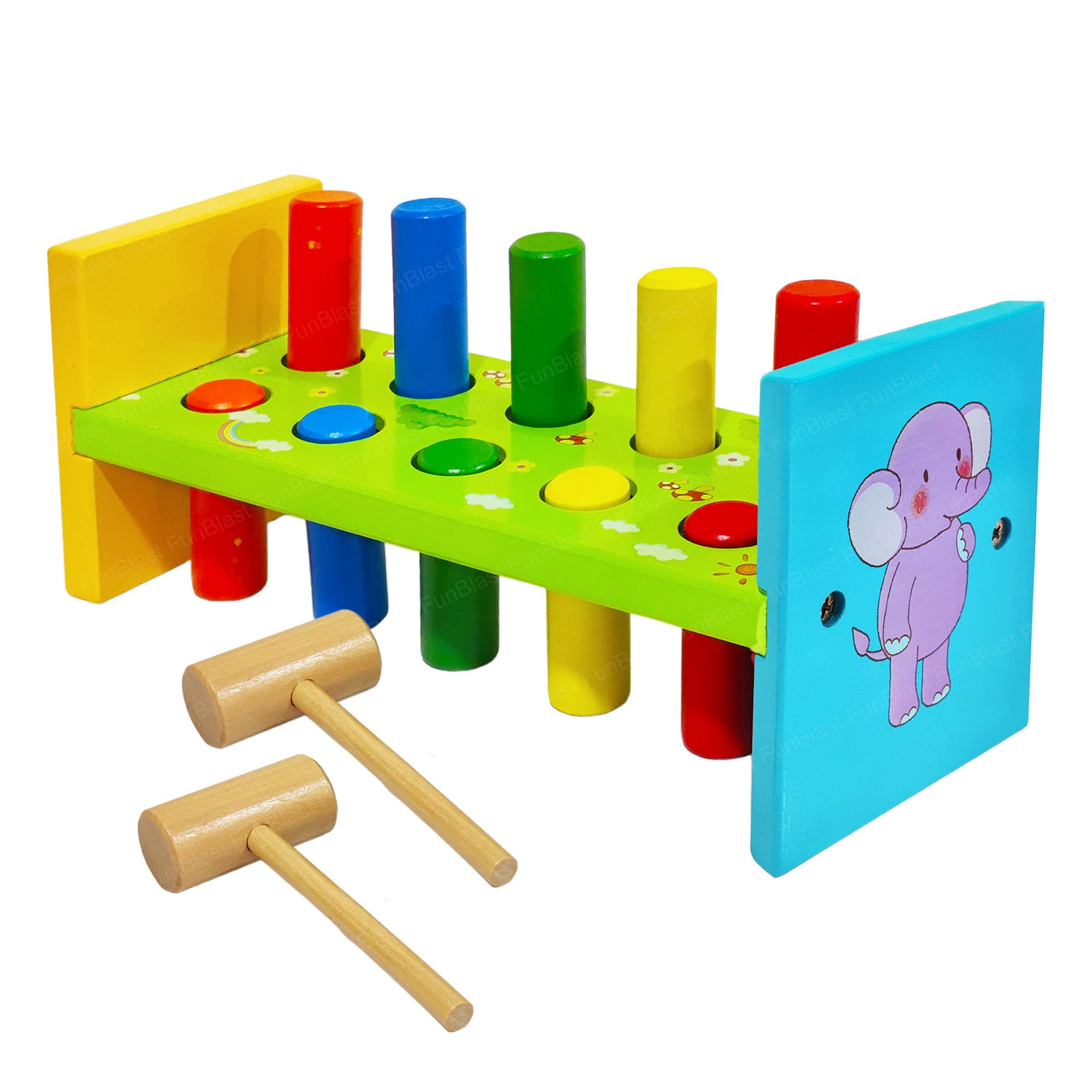FunBlast Wooden Table Piling Toy for Kids - Colorful Piling Blocks with Two Hammer, Learning Puzzle Educational Toy for Children, Girl, Boy, Toddlers (Multicolor) (B0D3HQ3RC3) Amazon Price History, Amazon Price Tracker