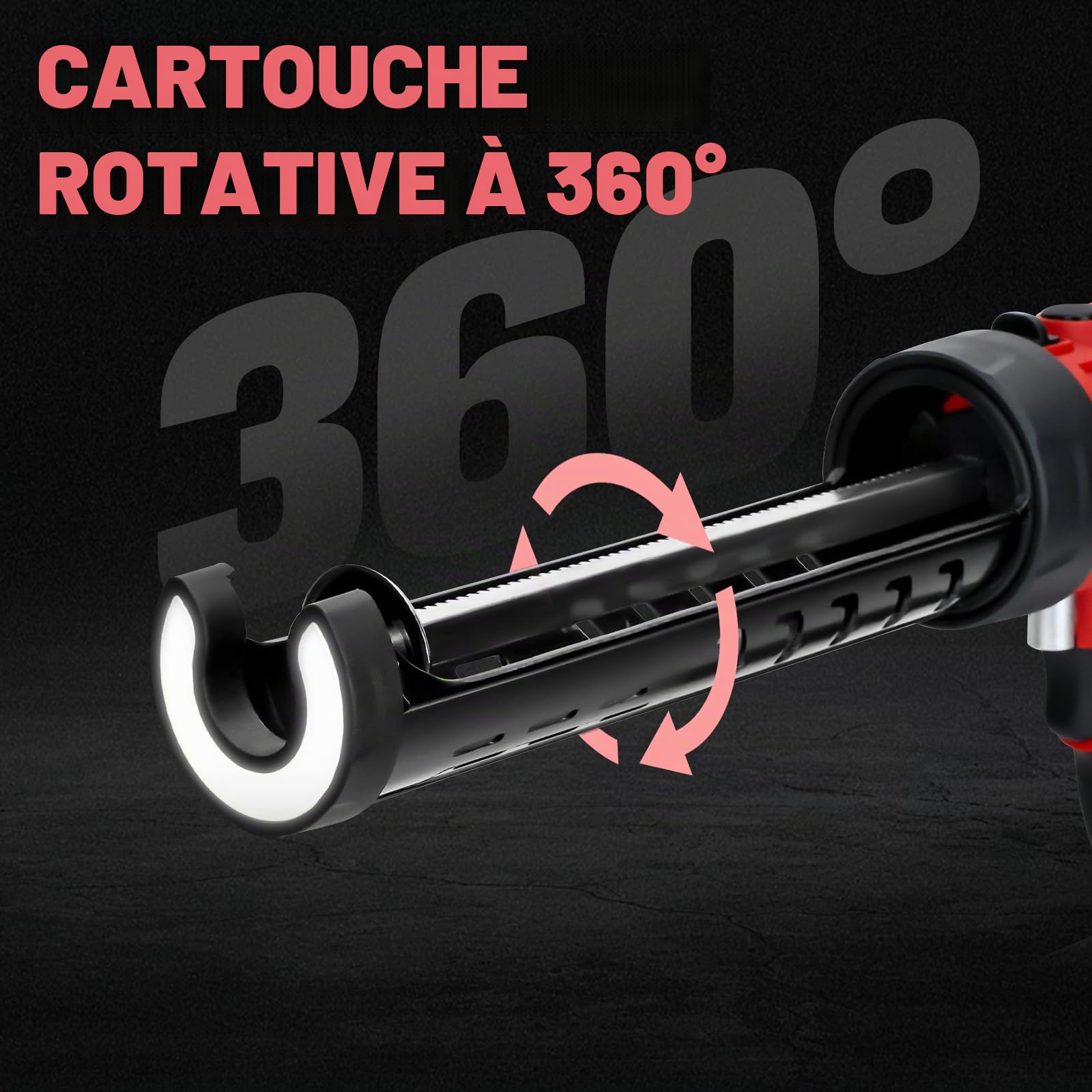 Pistolet à calfeutrer sans fil pour batterie Milwaukee 18 V, pistolets adhésifs électriques avec lumière LED de 450 lm et 4 vitesses réglables, 300 ml pour joint de remplissage de cuisine/salle de