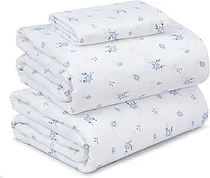 RUVANTI 100% Cotton Twin Sheets Set, 3 Pieces, Soft & Breathable Percale Weave Bedding, Deep Pocket 16", Hotel Standard, Crisp Cool Feel, Durable, Perfect Floral Bed Sheet, Phulkari