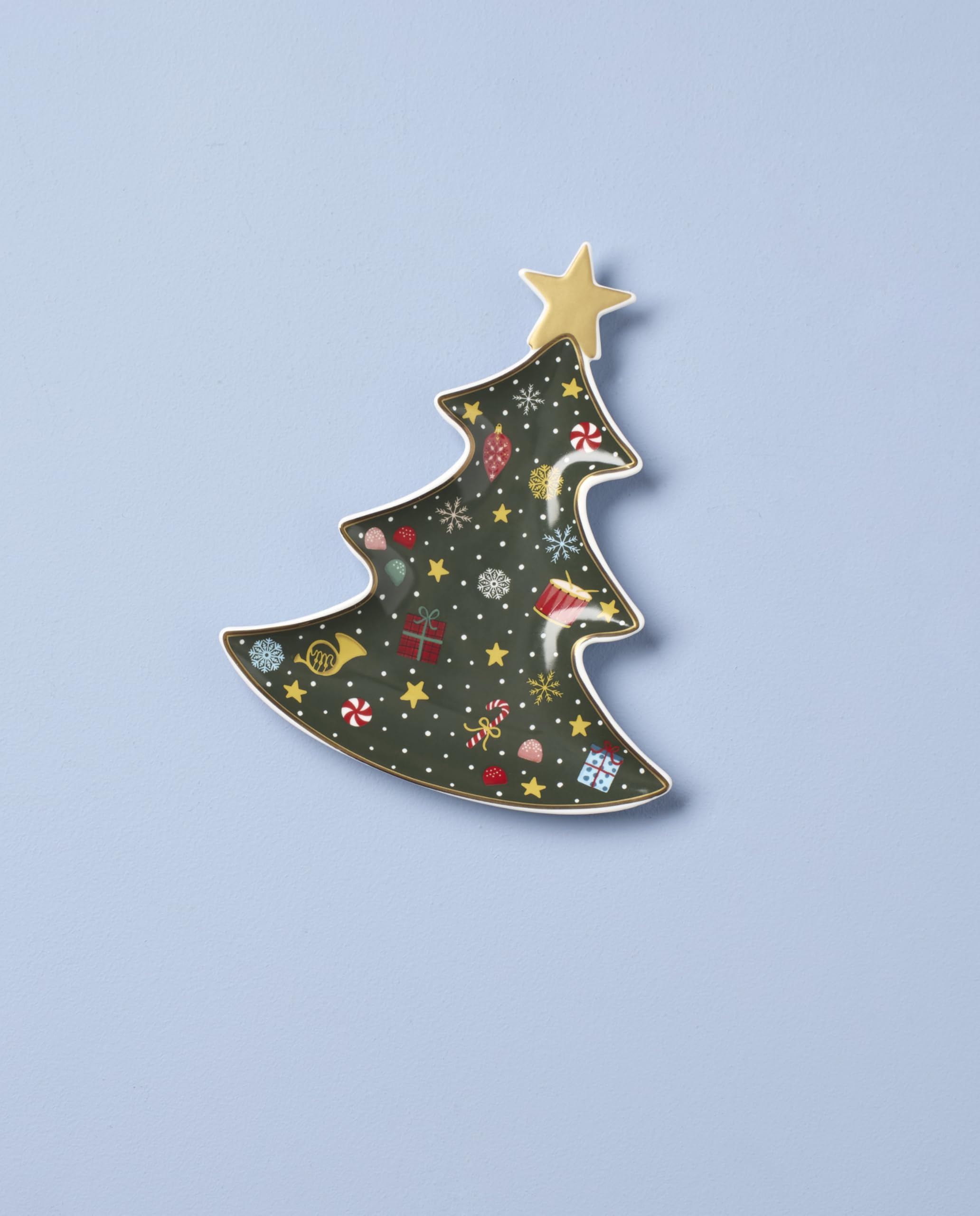 Lenox Plato para Dulces, Cascanueces, Bandeja de Alimentos, Hecha de Porcelana, Solo Lavado a Mano, Plato de golosinas de Invierno con árbol, Ballet con Cascanueces, decoración