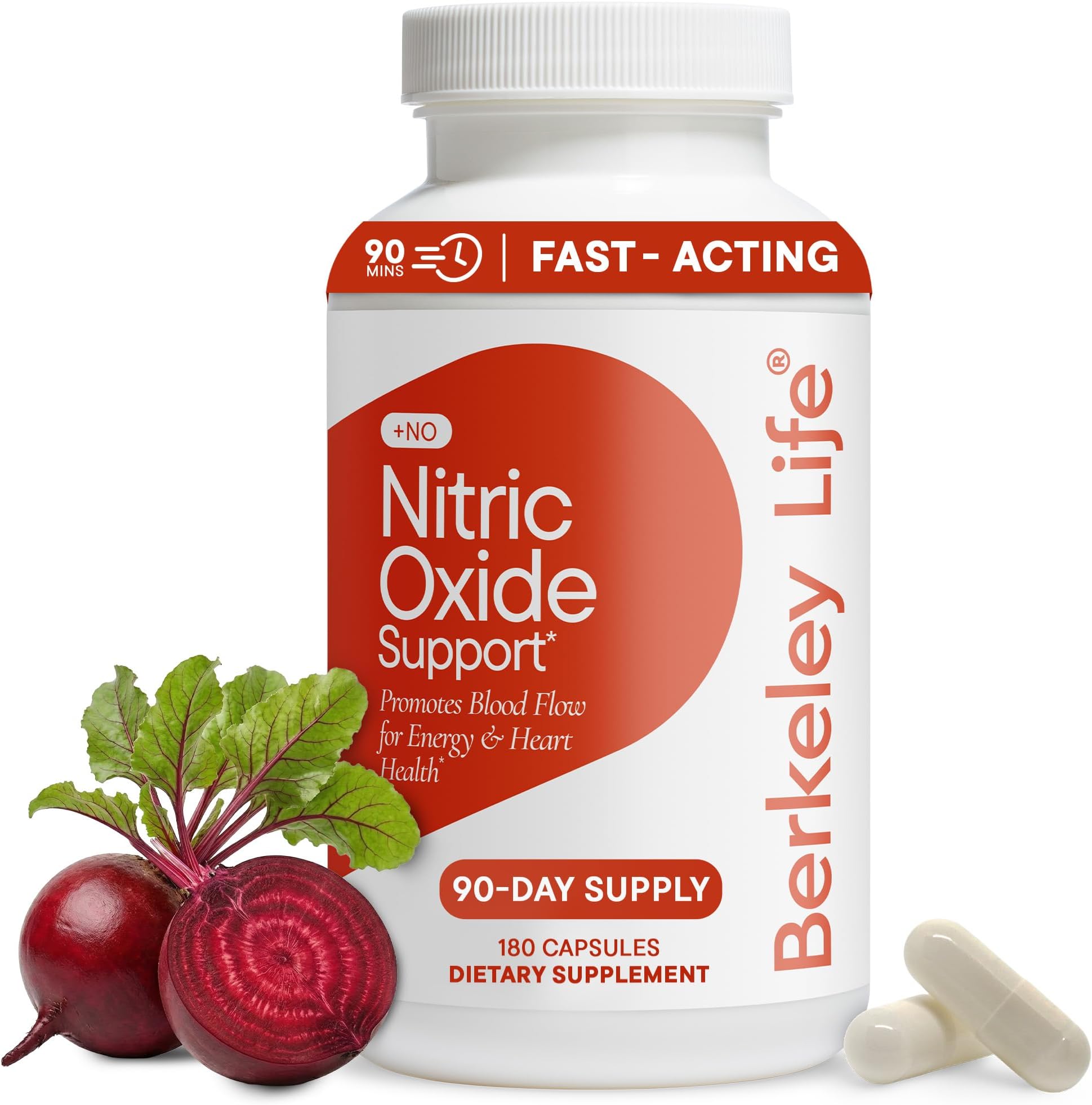 - Nitric Oxide Support Supplement - Nitric Oxide Booster for Men & Women- Blood Flow & Circulation with Beet Root Powder to Support Energy, Heart Health & Healthy Blood Pressure- 180 Count