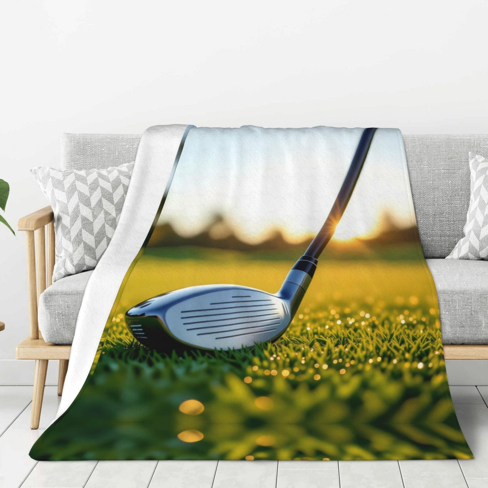 Weiche Fleece-Überwurfdecke für Couch, Golf, bedruckt, warme Flanelldecken für Reisen, Camping, Sofa, Bett