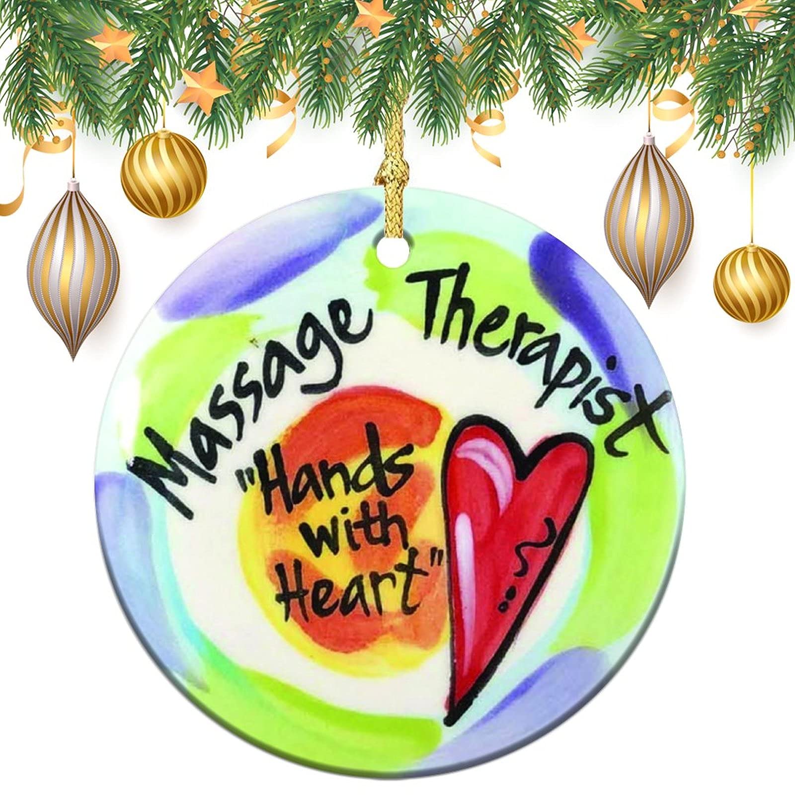 ChristBess Massage Therapist Handpainted Ornament Personalized with Congratulations Gift Christmas Ornament 3 Inch, Multi Color (q1s08v6dmuxp)